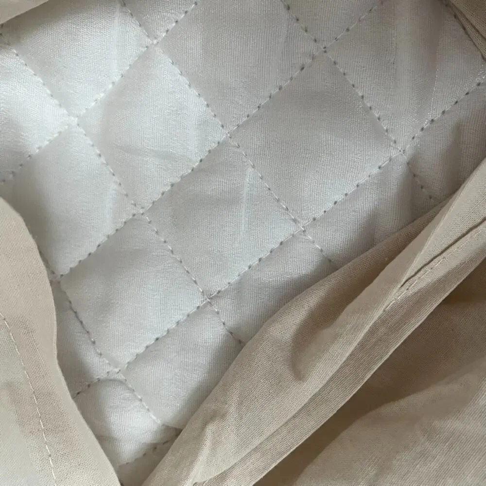 Unbranded White Linen Quilted Single Pillow Sham 38